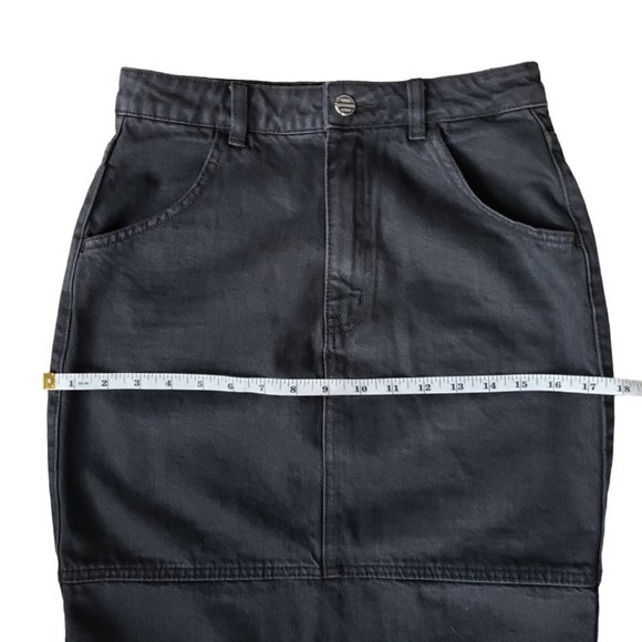 Obey black denim high waist pencil skirt with back zipper slit - Picture 12 of 13